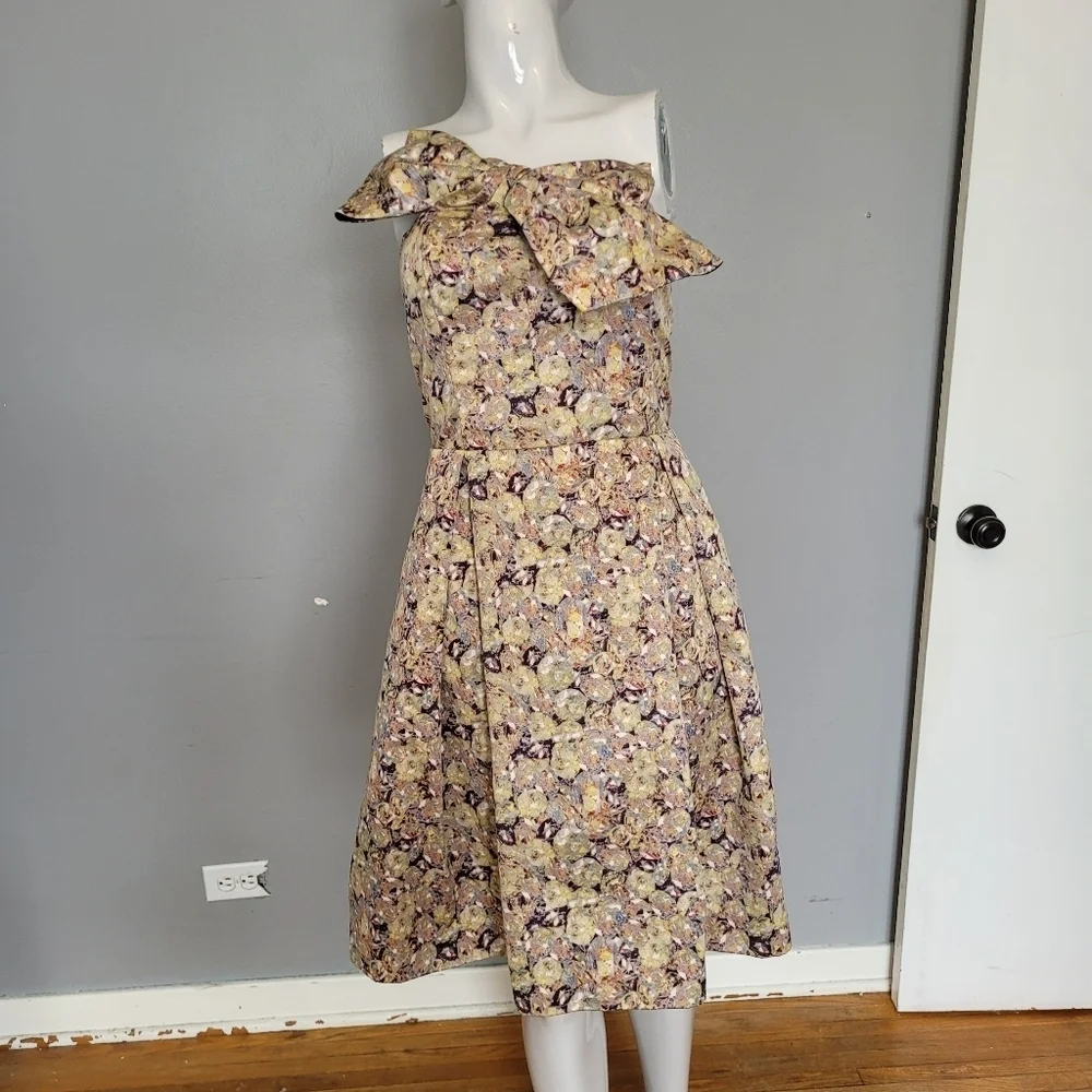 Kate Young For Target Strapless Bow Dress in Gem City Print, VGUC, Size 12 - Picture 2 of 10